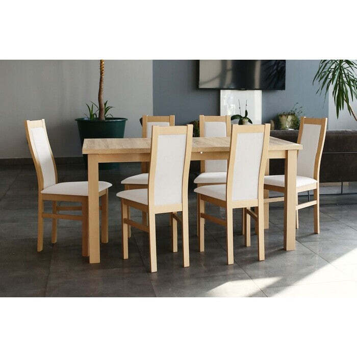 Agata - Satz von 6 Stühlen, 1x Tisch + Sofa (sonoma/madrid 120)