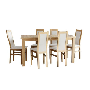 Agata - Satz von 6 Stühlen, 1x Tisch + Sofa (sonoma/madrid 120)