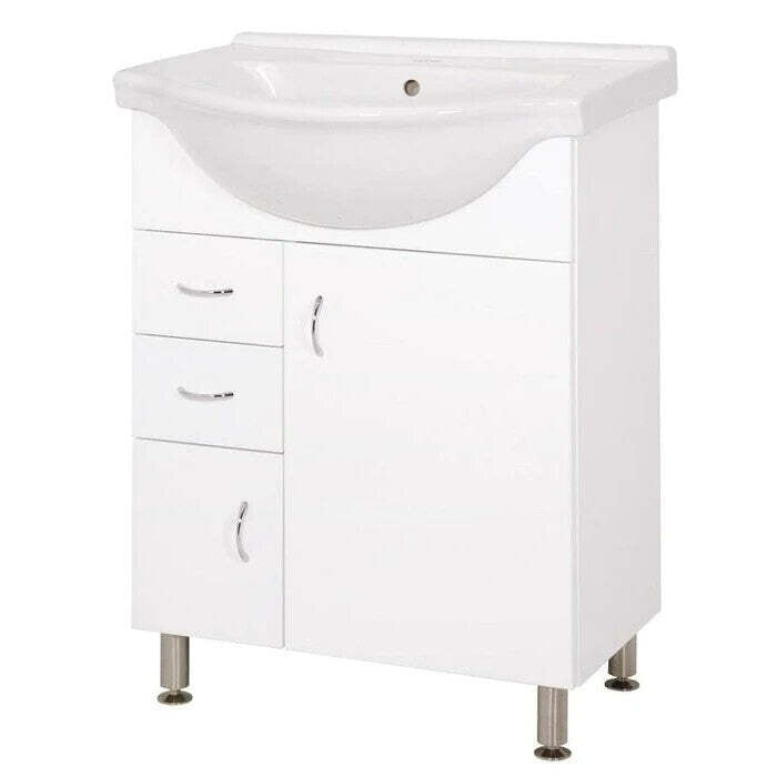 Badezimmerschrank mit Waschbecken Cara Mia (60x85x50 cm, weiß, glänzend)