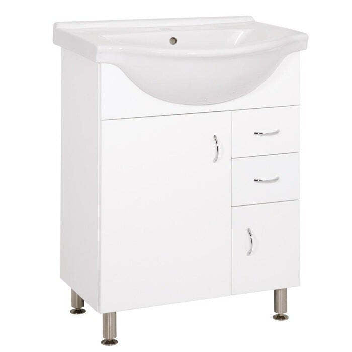 Badezimmerschrank mit Waschbecken Cara Mia (60x85x50 cm, weiß, glänzend)