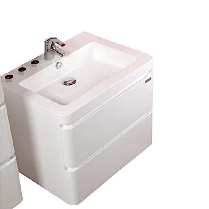 Badezimmerschrank mit Waschbecken Praya hängend 64x53x48, weiß, glänzend
