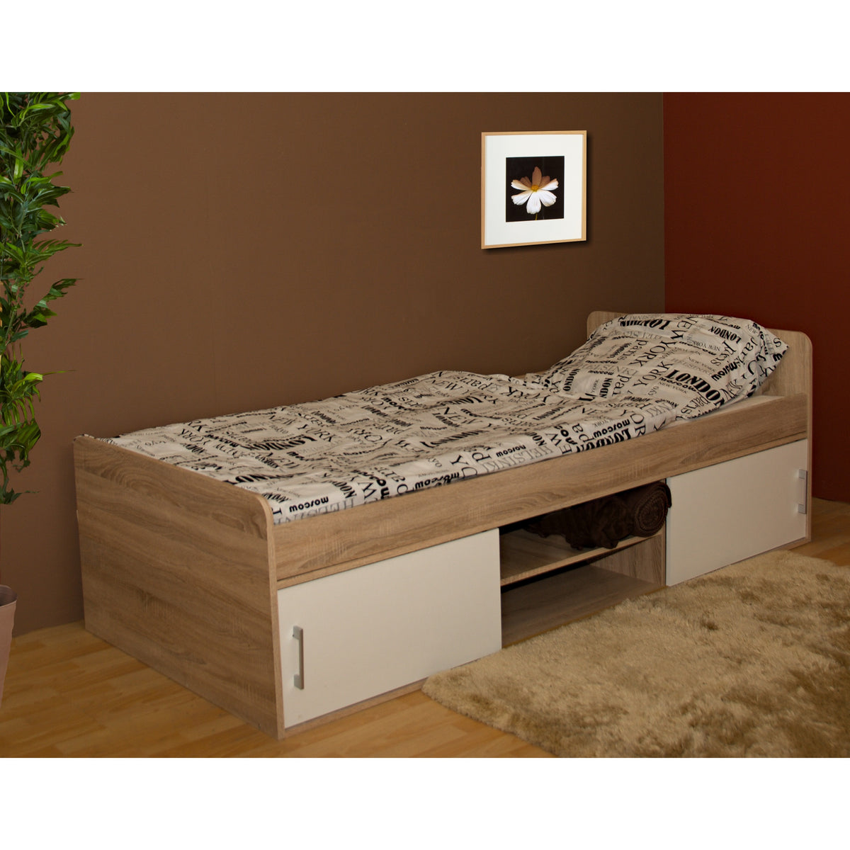 Bett Sava II, 90x200, inkl. Bettdecke, ohne Matratze und Matratze