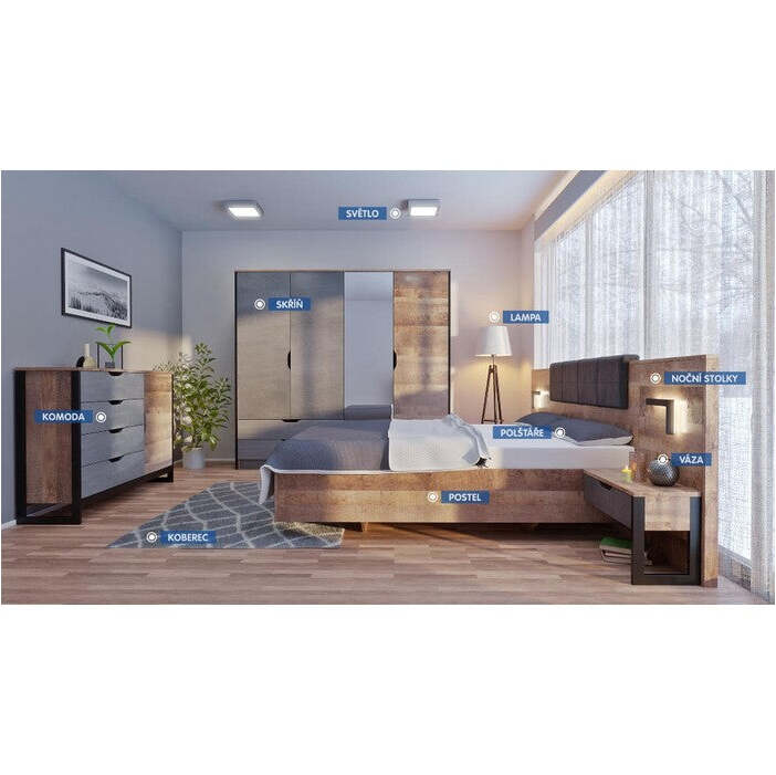 Bettgestell Laura 160x200 cm (Eiche Grande Sand/Matera)