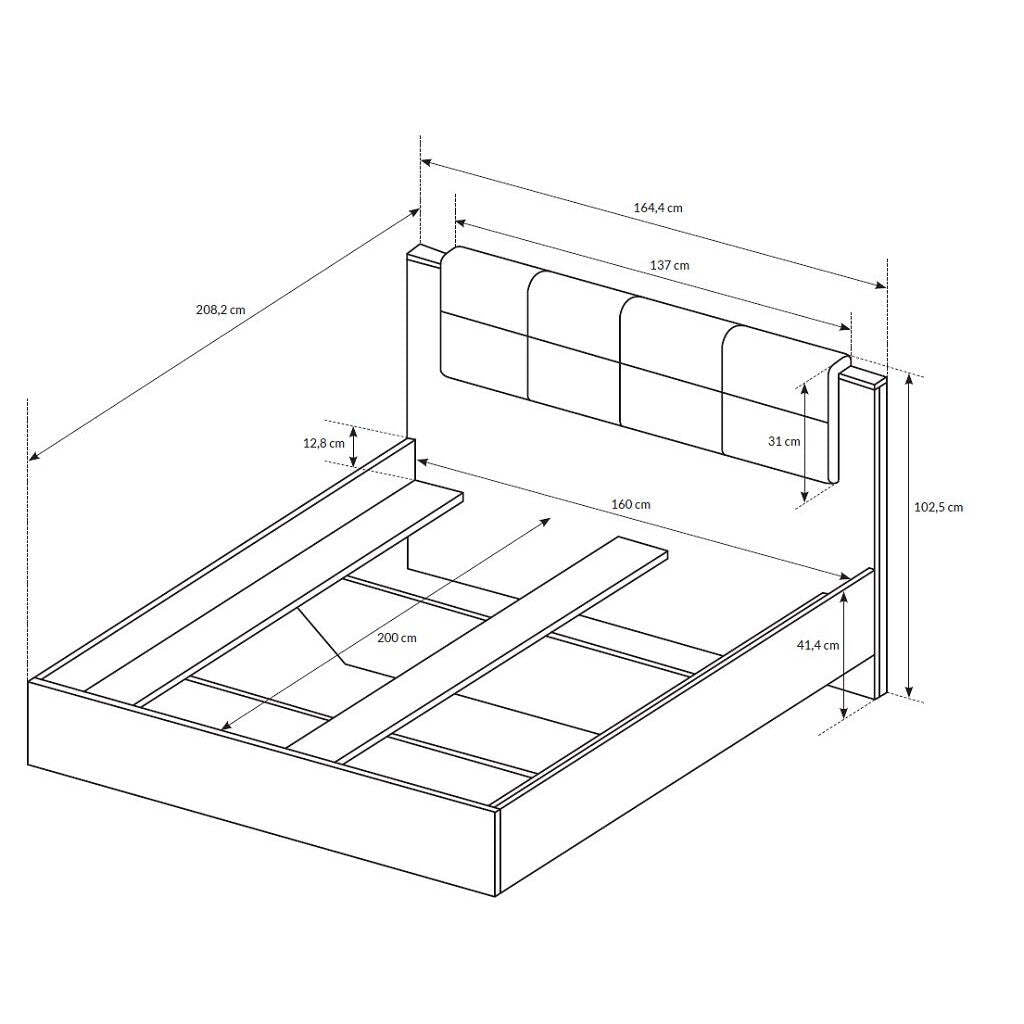 Bettgestell Laura 160x200 cm (Eiche Grande Sand/Matera)