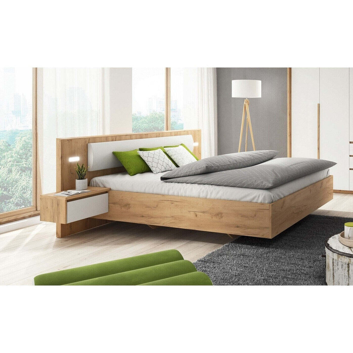 Bettgestell Xelo 160x200, 2x Nachttisch, ohne Gitter, Matte. a úp
