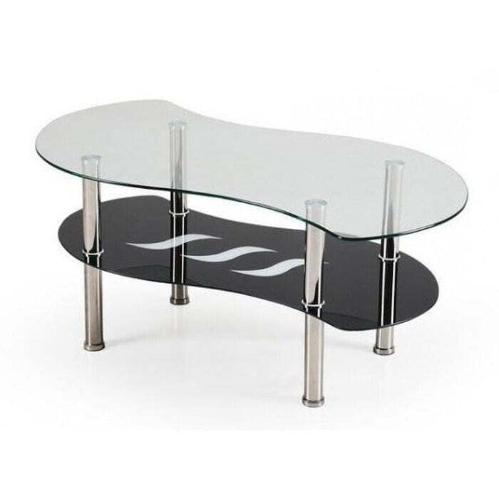 Catania Couchtisch (Glas/schwarze Ablage)