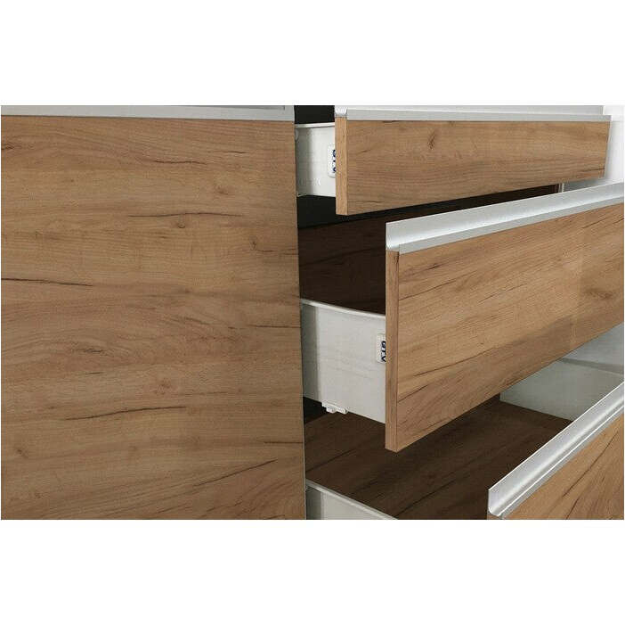 Ecke Küche Ziegelstein leicht linke Ecke 240x160 cm (weiß/Eiche Handwerk)