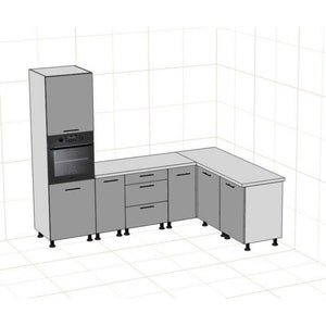 Eckküche Backstein rechte Ecke 240x160 cm (schwarz/eiche craft)