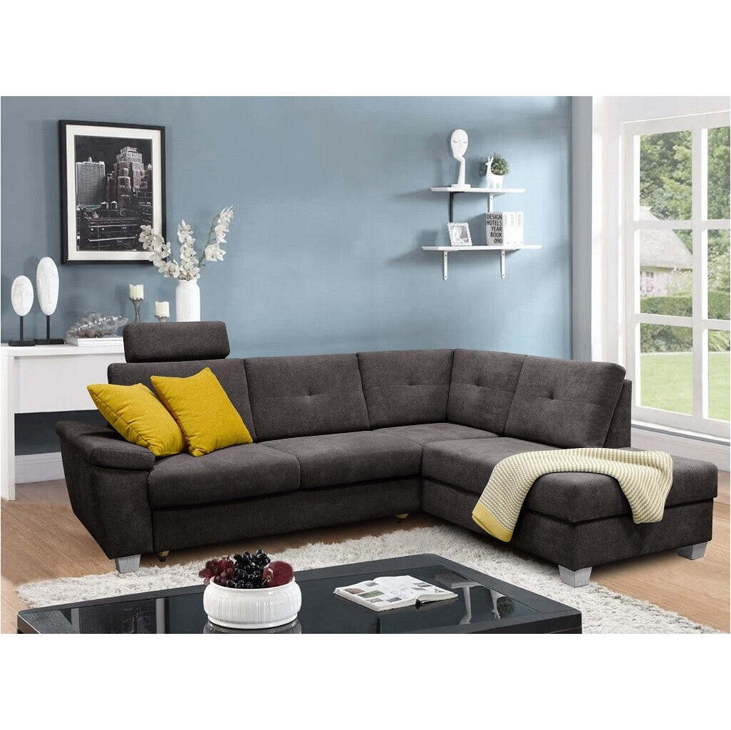 Ecksofa Sofa Kansas City rechte Ecke grau-braun