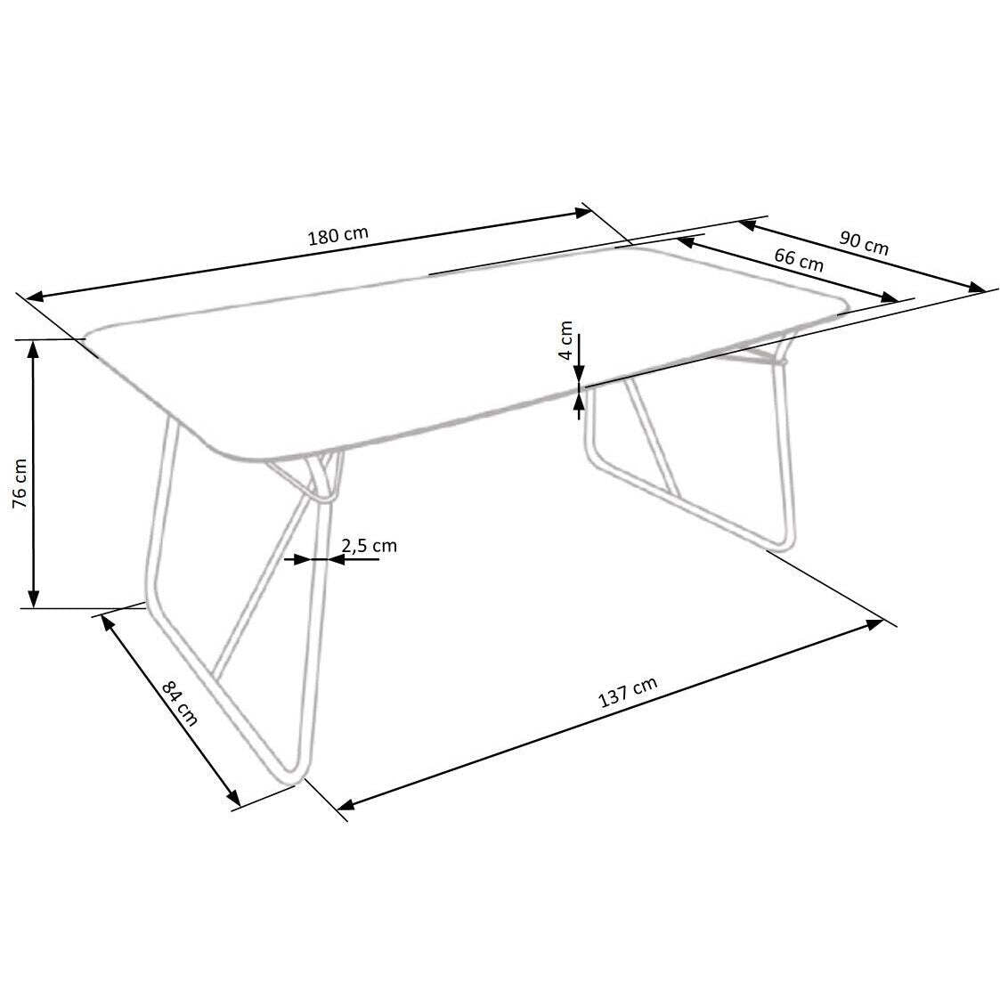 Esstisch Priva 180x76x90 cm (Nussbaum, schwarz)