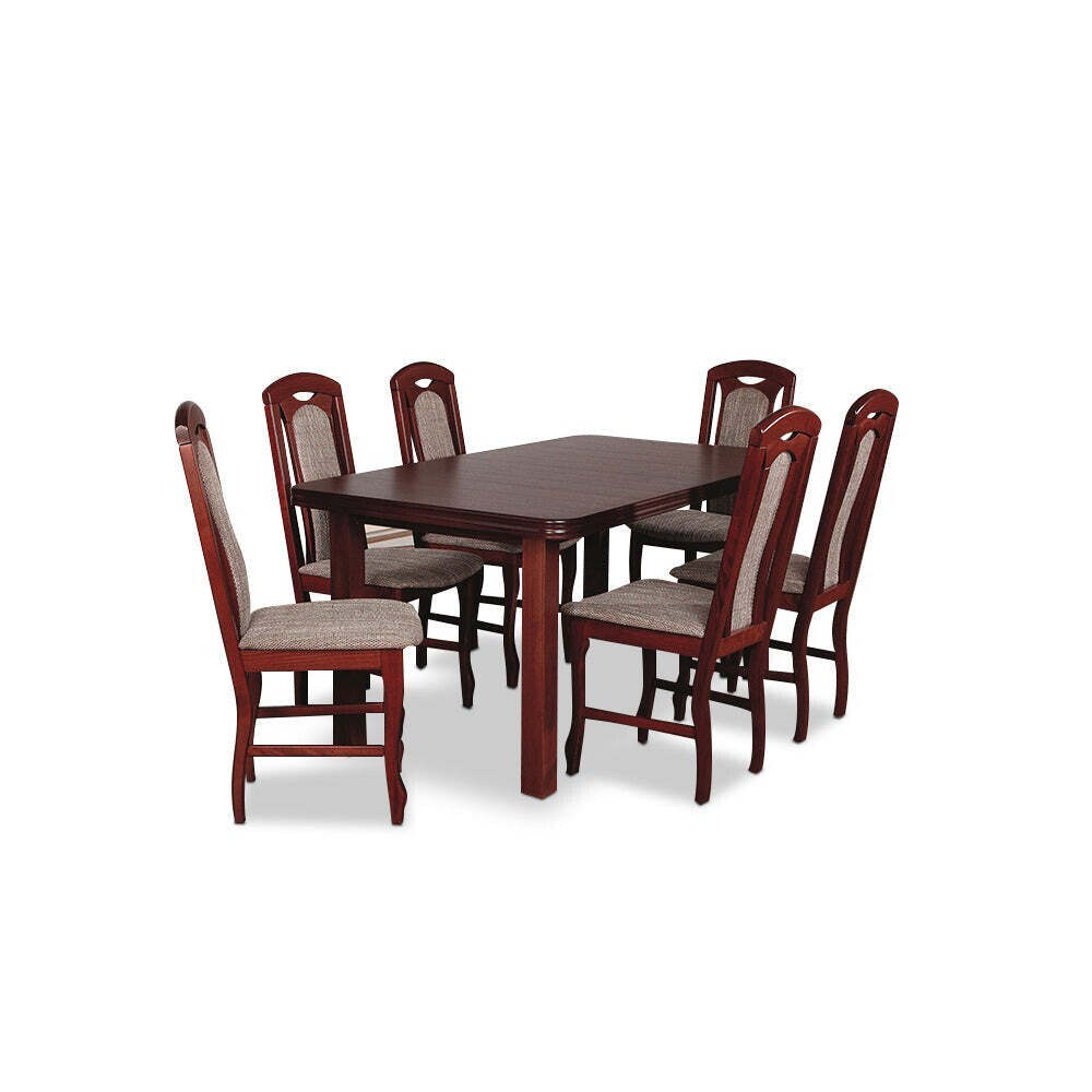 Esszimmergarnitur Gajan - Tisch 160x90,6x Stühle (Nussbaum mittel/links 2)