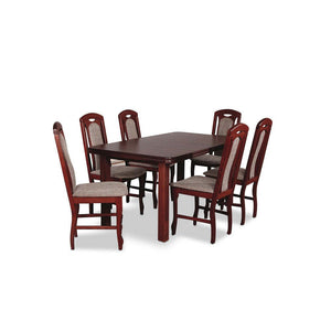 Esszimmergarnitur Gajan - Tisch 160x90,6x Stühle (Nussbaum mittel/links 2)