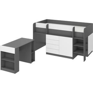 Etagenbett mit Schreibtisch Varianto, 90x200, rechte Seite