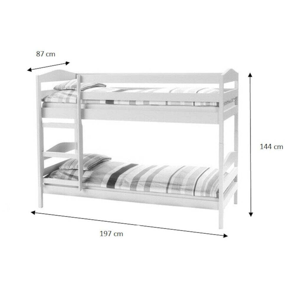 Kinderetagenbett Selina (weiß, Massivholz)