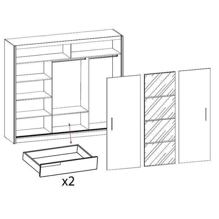 Kleiderschrank Argos - 235x220x61 cm (weiß matt)