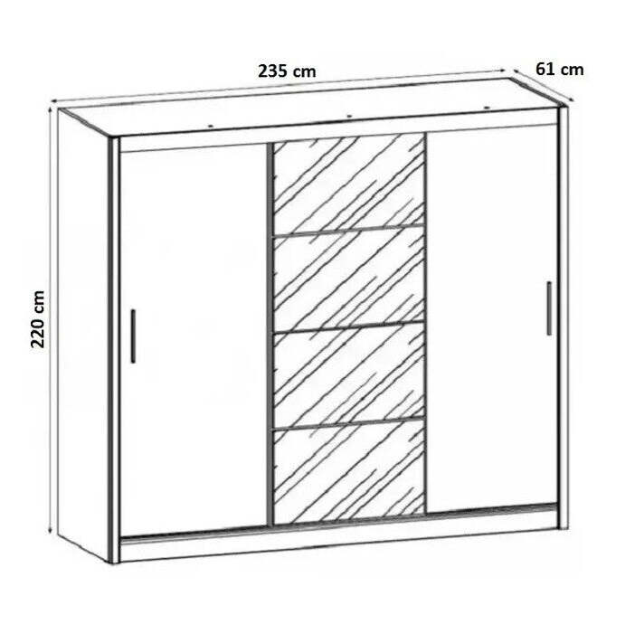 Kleiderschrank Argos - 235x220x61 cm (weiß matt)