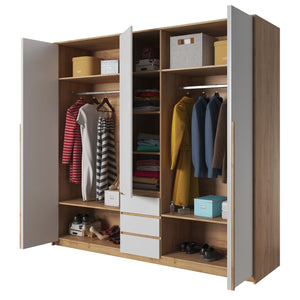 Kleiderschrank Xelo 230 cm (Goldeiche/Weiß)