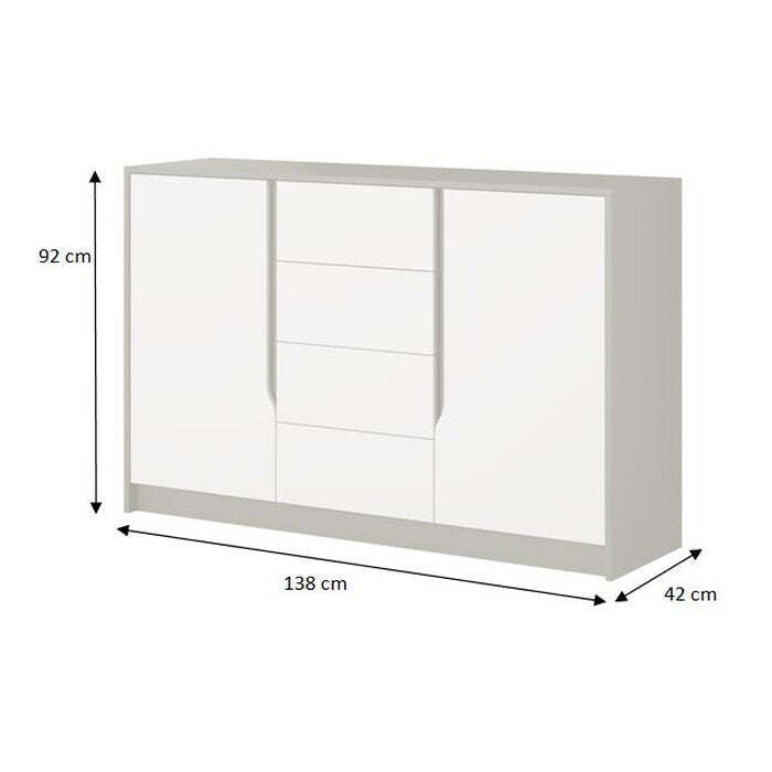 Kommode Klaudia (4x Schubladen, 2x Türen, graphit, weiß)