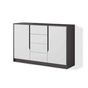 Kommode Klaudia (4x Schubladen, 2x Türen, graphit, weiß)