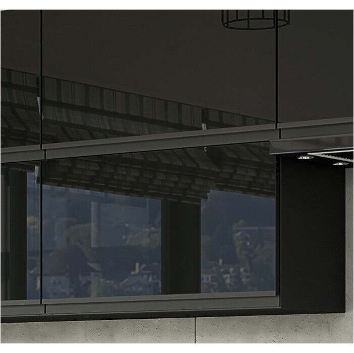 Kuche Brick - 280 cm (schwarz hochglanz/craft)