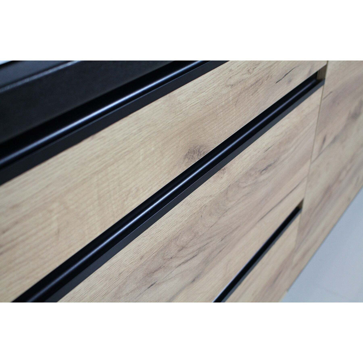 Kuche Brick - 280 cm (schwarz hochglanz/craft)