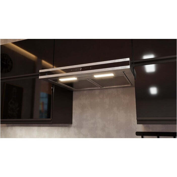 Kuche Brick - 280 cm (schwarz hochglanz/craft)