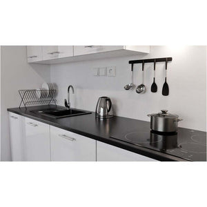 Küche Emilia - 300 cm (weiß hochglanz/schwarz)