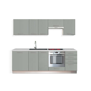 Küche Emilia Lux - 240 cm (grau hochglanz)