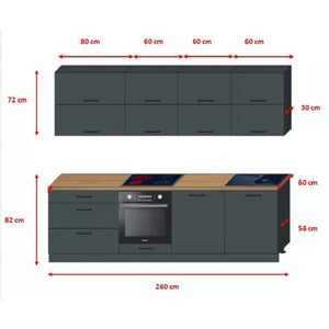 Küche Lisa - 260 cm (grau)