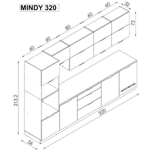 Küche Mindy 320 cm (grau matt)