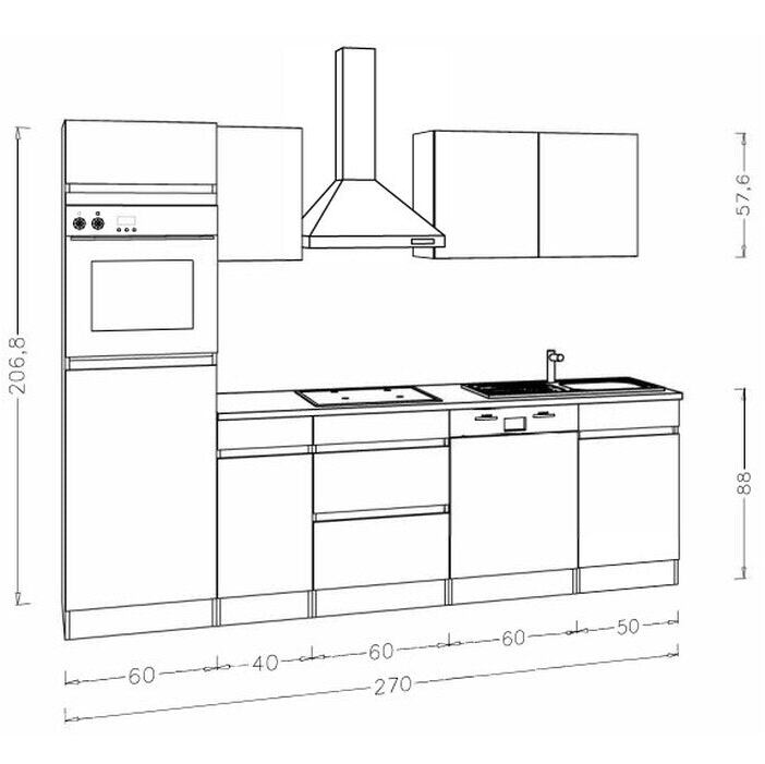 Küche Trixy weiß 270 cm