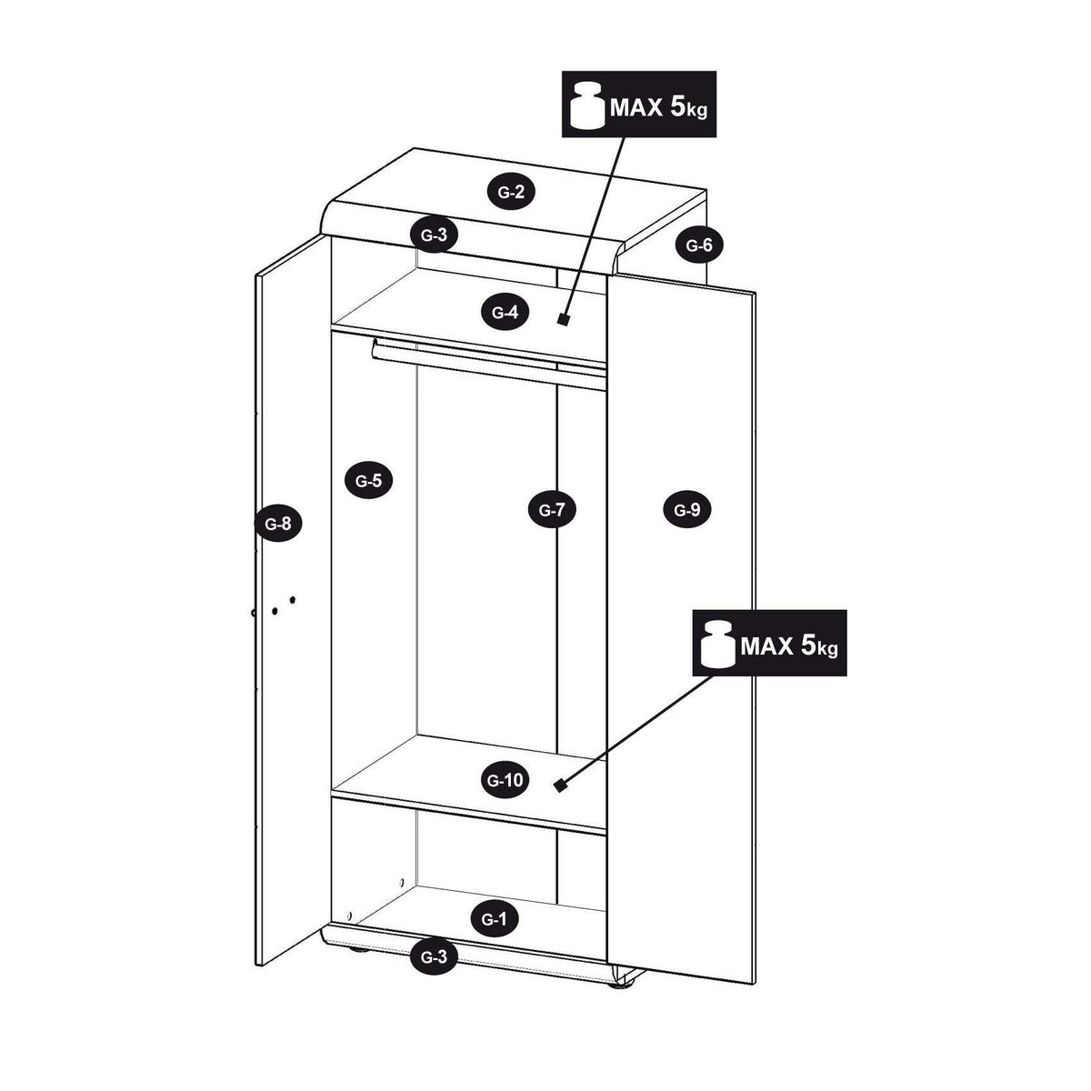 Link - Garderobe (Eiche sonoma)
