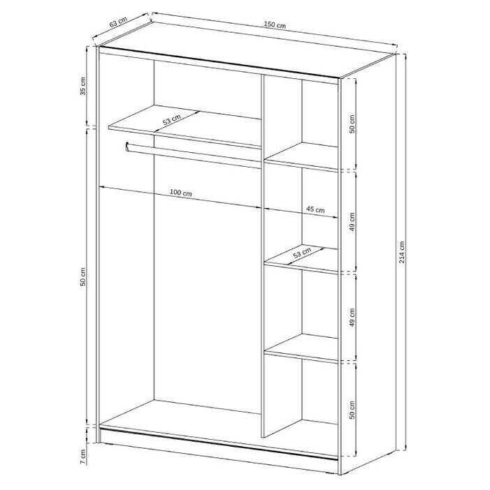 Mika 2 - Garderobe, 150/214/65 (weiß/Glas)