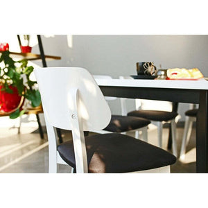Ombo Essgarnitur - 6 Stühle, 1x Klapptisch (weiß, schwarz)