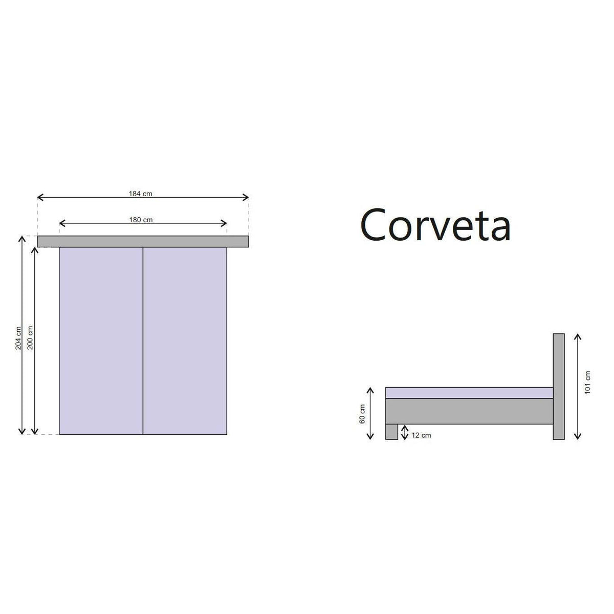 Polsterbett Corveta 180x200, grau, inklusive Matratze