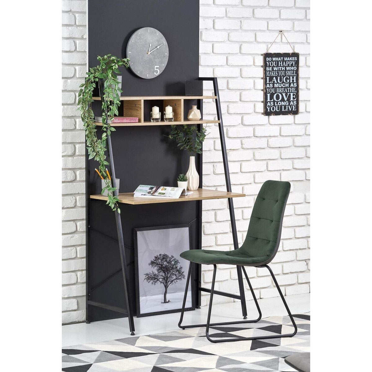 Regal mit Schreibtisch Jerico (Eiche sonoma, schwarz)