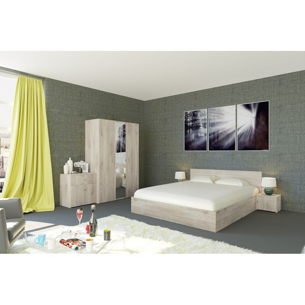Schlafzimmer-Set Denali - Bettgestell, Kleiderschrank, Kommode, 2 Nachttische