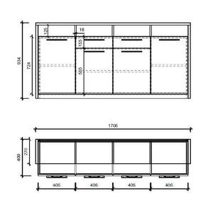 Segan Kommode (4x Türen, 2x Schubladen, 4x Einlegeböden, Eiche sonoma, weiß)