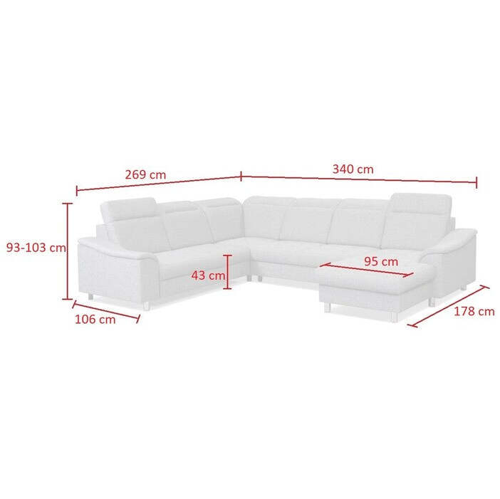 U-Sofa Columbia rechte Ecke grau