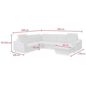 U-Sofa Columbia rechte Ecke grau