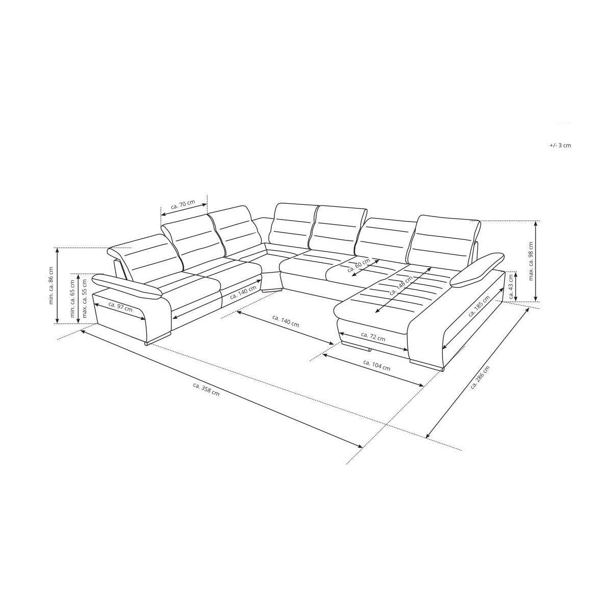 U-Sofa Korfu III linke Ecke grau