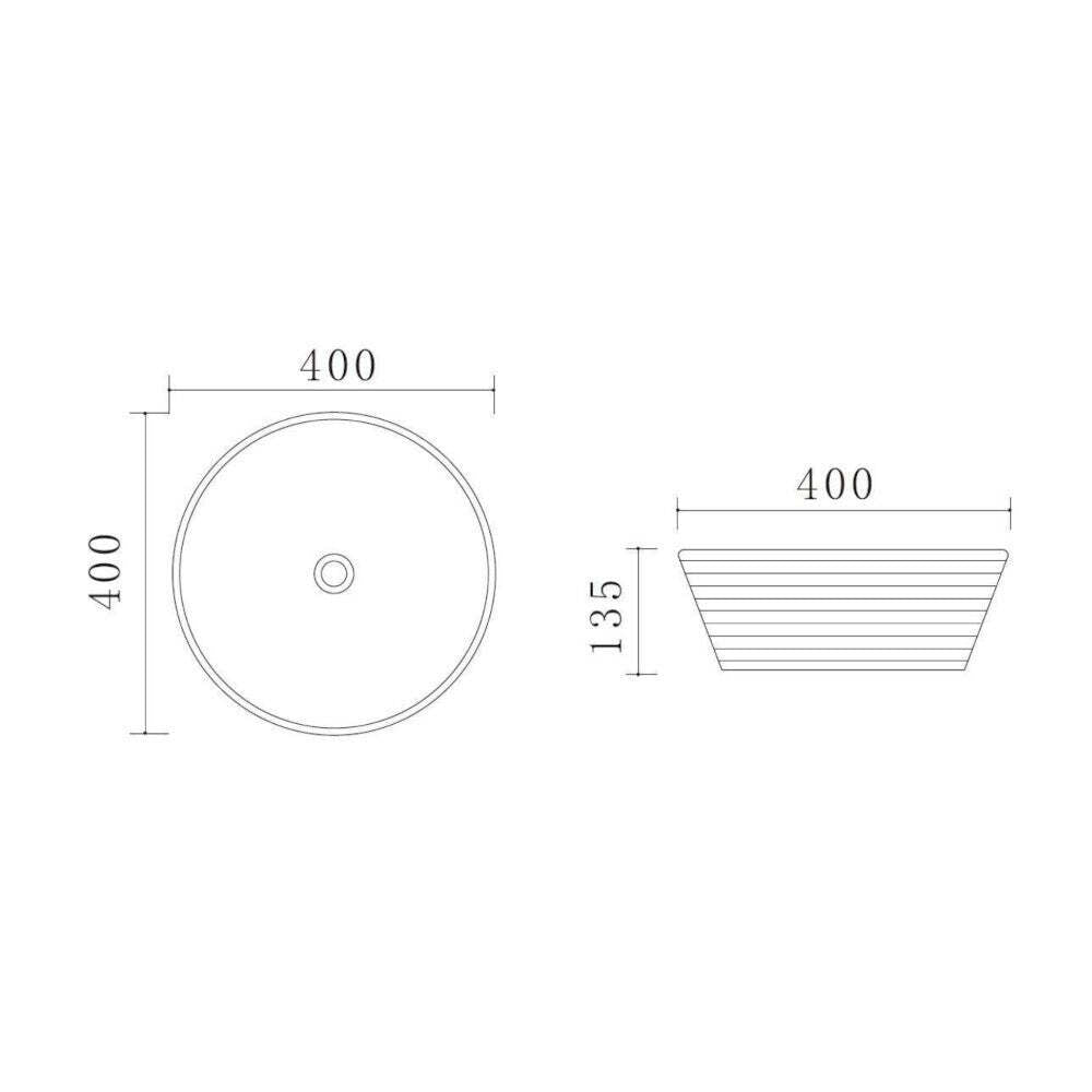 Waschbecken auf der Arbeitsplatte UD10 (40x13,5x40 cm, weiß)